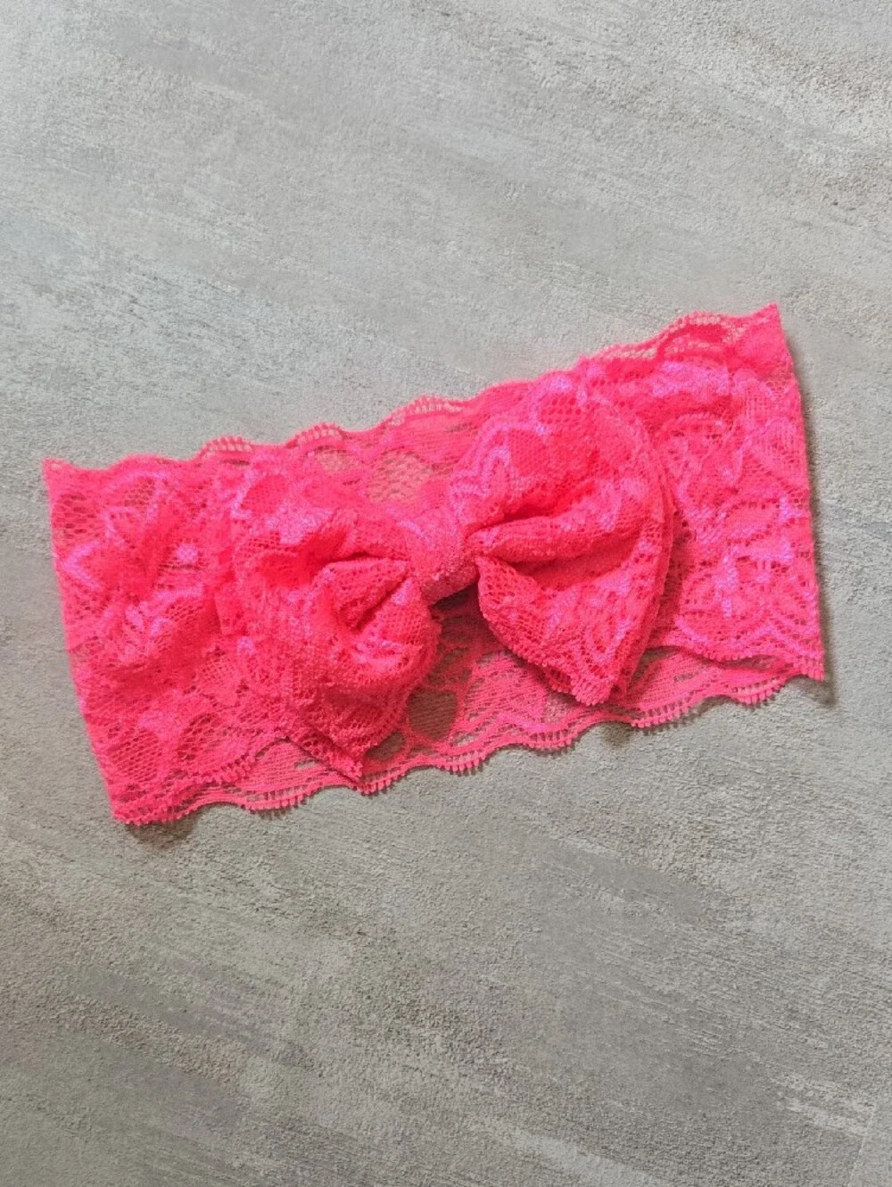 Baby Girl Coral Lace Stretch Bow Headband Floral Toddler Hair Band Accessory